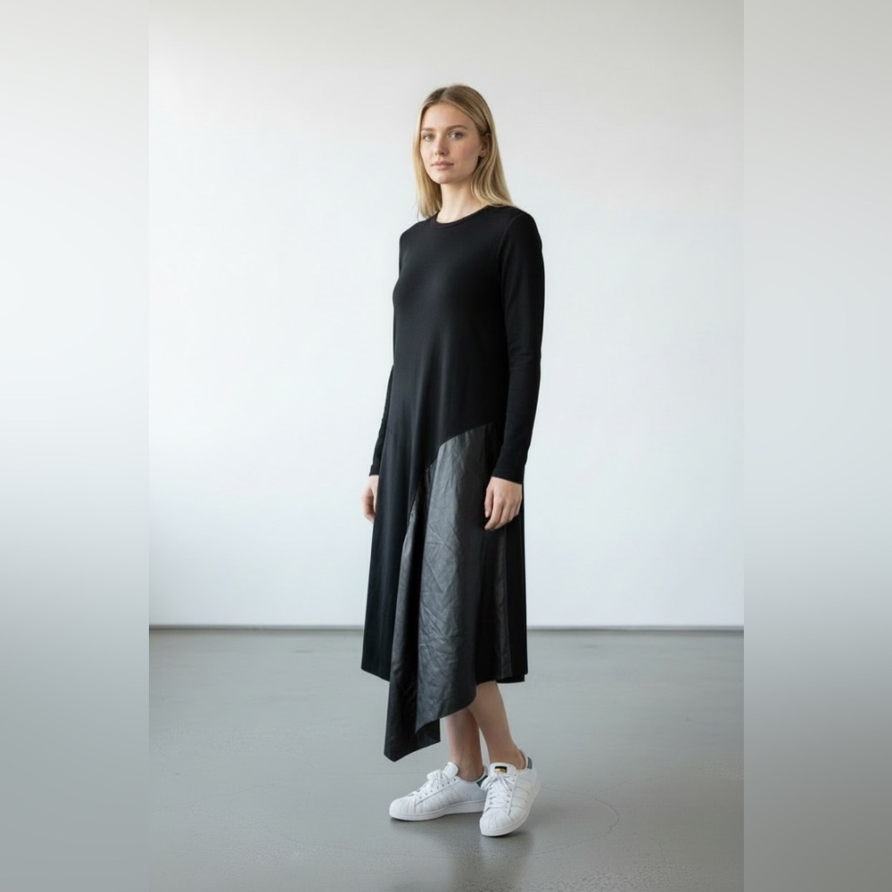 COMME DES GARÇONS Mixed Media Fabrics Asymmetrical Statement Dress Black Medium